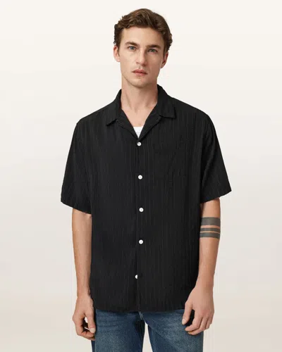 Allsaints Perry Short Sleeve Striped Shirt In Black