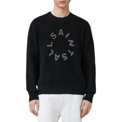 Allsaints Petra Reversible Print Logo Sweater In Black