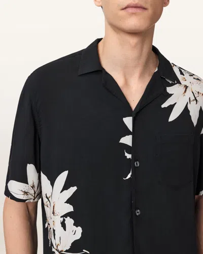 Allsaints Petra Short Sleeve Printed Shirt In Black