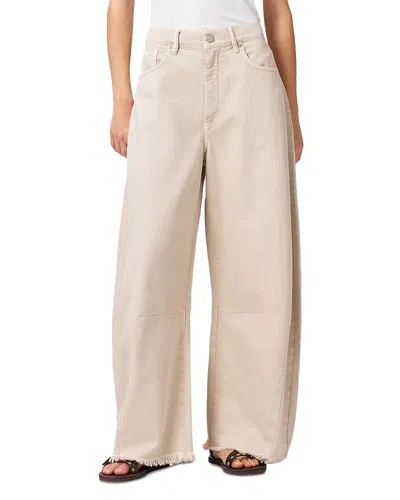 Allsaints Peyton High Rise Barrel Jeans In Cream White In Neutral