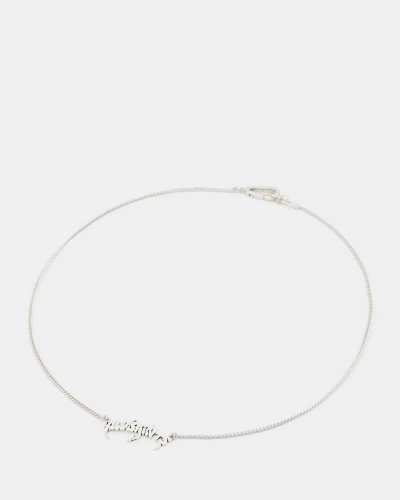 Allsaints Phang Sterling Silver Logo Necklace In Warm Silver