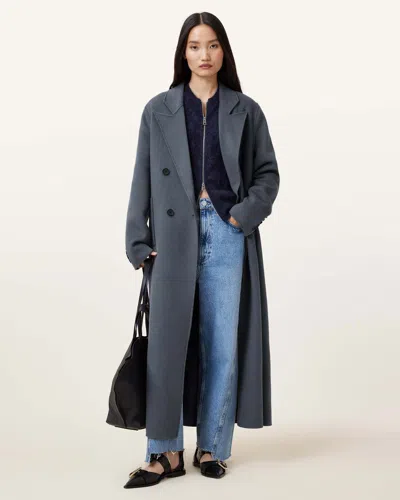 Allsaints Pheebee Oversized Trench Coat In Turbulence Grey