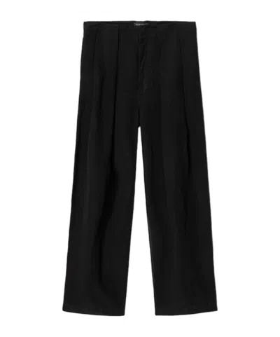 Allsaints Phi Linen-blend Wide Leg Trousers In Black