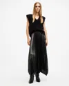Allsaints Phia Metallic Pleated Mini Skirt In Metallic Grey