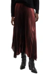 Allsaints Phia Metallic Skirt In Metallic Red