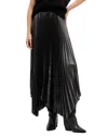 Allsaints Phia Metallic Pleated Skirt In Gunmetal