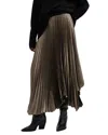 Allsaints Phia Metallic Pleated Skirt In Metallic Grey
