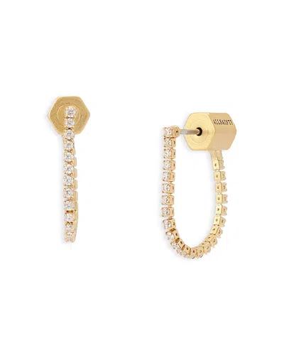 Allsaints Phoebe Rhinestone Chain Medium Front To Back Earrings In Yellow