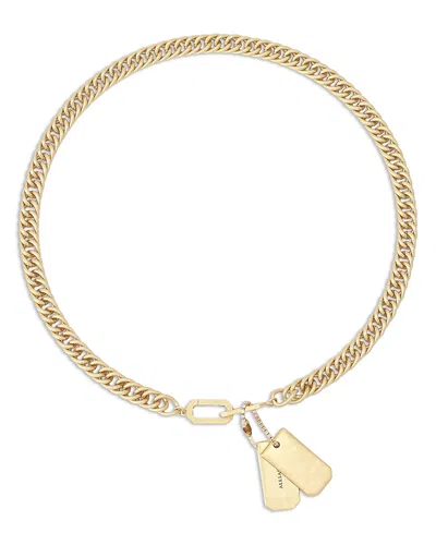 Allsaints Phoebe Signature Dog Tag Pendant Necklace, 16 In White