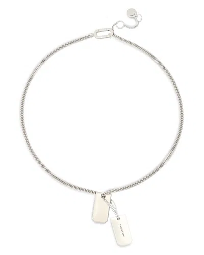 Allsaints Dog Tag Pendant Necklace In Metallic