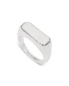 Allsaints Smooth Rectangular Signet Ring In Silver