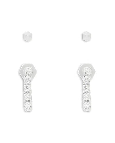 Allsaints Phoebe Stud & Rhinestone Front To Back Earrings, Set Of 2 In Transparent