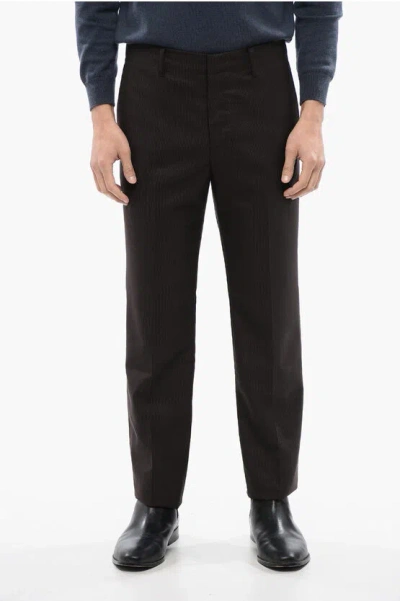 Allsaints Pinstriped Straight Fit Thorpe Pants In Black