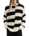 Allsaints Mens Pip Striped Oversized Wool-blend Knitted Jumper Ecru White In Ecru White
