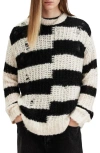 Allsaints Mens Pip Striped Oversized Wool-blend Knitted Jumper Ecru White In Ecru White
