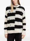 Allsaints Mens Pip Striped Oversized Wool-blend Knitted Jumper Ecru White In Black