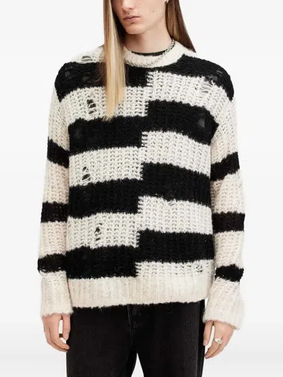ALLSAINTS PIP STRIPED DISTRESSED SWEATER