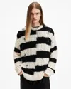 Allsaints Mens Pip Striped Oversized Wool-blend Knitted Jumper Ecru White In Ecru White