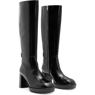Allsaints Pip Womens Block Heel Patent Leather Knee-high Boots