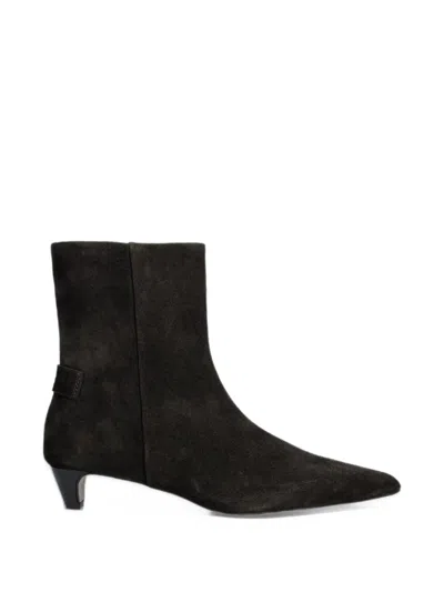 Allsaints Piper Pointed-toe Suede Ankle Boots In Black
