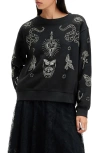 Allsaints Pippa Embellished Relaxed Fit Sweatshirt In Black