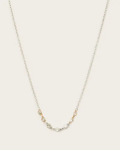 Allsaints Pippa Crystal Necklace In Warm Silver Mix