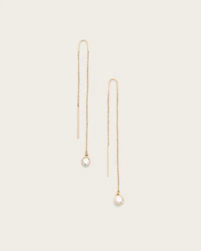 Allsaints Pippa Crystal Threader Earrings In Warm Brass