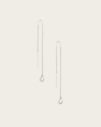 Allsaints Pippa Crystal Threader Earrings In Warm Silver