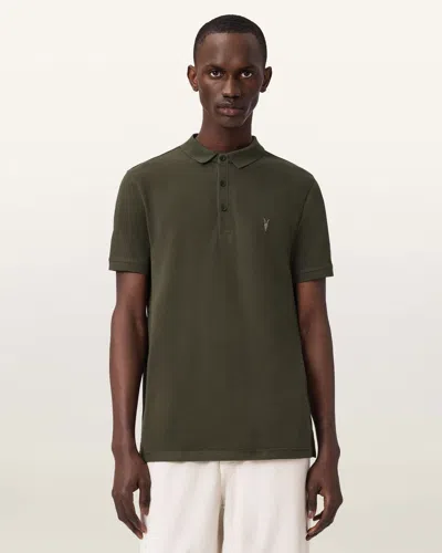 Allsaints Reform Cotton Slim Fit Polo Shirt In Green