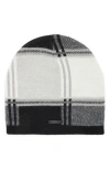 Allsaints Plaid Jacquard Beanie In Gray