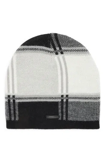 Allsaints Plaid Jacquard Beanie In Gray