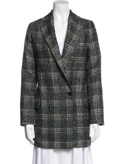 Pre-owned Allsaints Plaid Print Blazer In Black