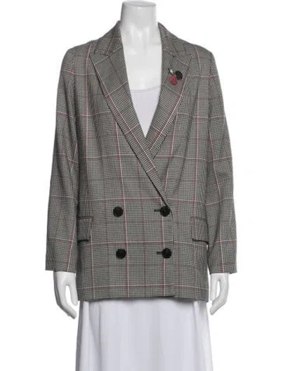 Pre-owned Allsaints Plaid Print Blazer In Black