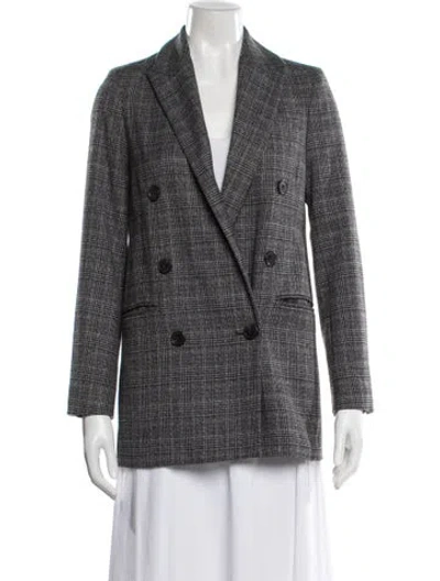 Pre-owned Allsaints Plaid Print Blazer In Black