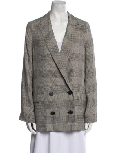 Pre-owned Allsaints Plaid Print Blazer In Blue