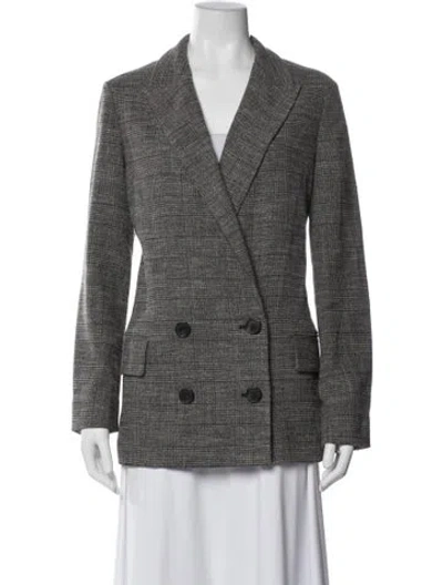 Pre-owned Allsaints Plaid Print Blazer In Gray