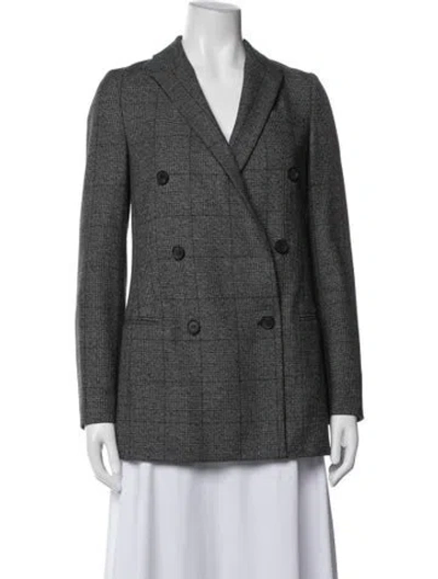 Pre-owned Allsaints Plaid Print Blazer In Gray
