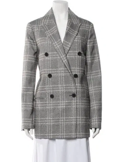 Pre-owned Allsaints Plaid Print Blazer In Grey