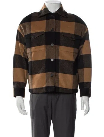 Pre-owned Allsaints Plaid Print Bomber Jacket In Brown
