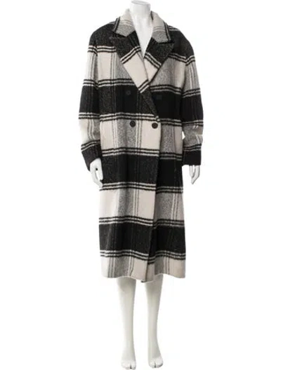 Pre-owned Allsaints Plaid Print Coat In Black