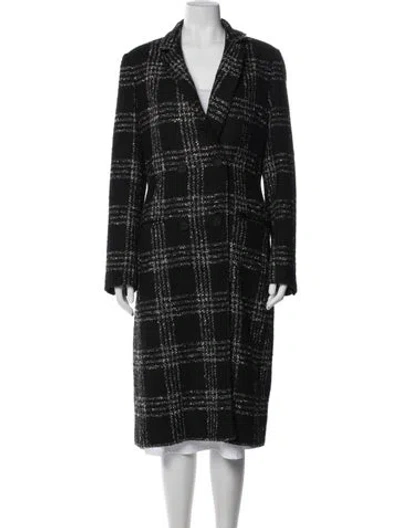 Pre-owned Allsaints Plaid Print Coat In Black