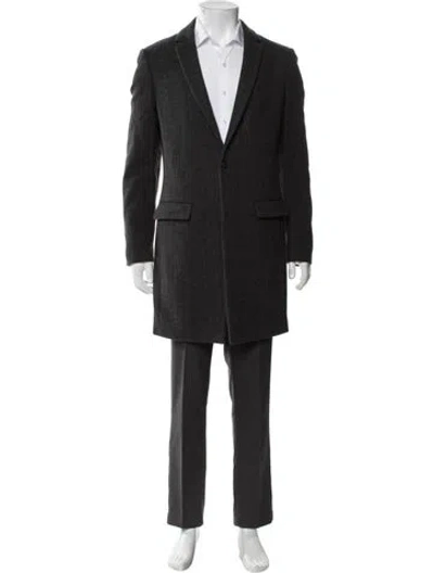 Pre-owned Allsaints Plaid Print Coat In Black