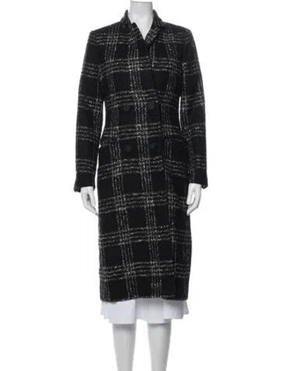 Pre-owned Allsaints Plaid Print Coat In Black