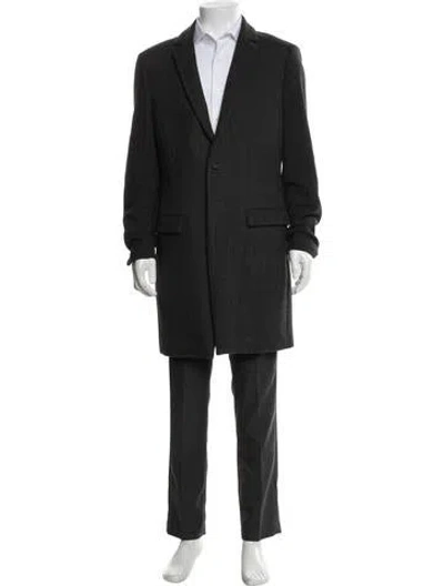 Pre-owned Allsaints Plaid Print Coat In Black