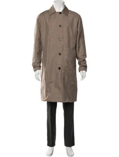 Pre-owned Allsaints Plaid Print Coat In Brown