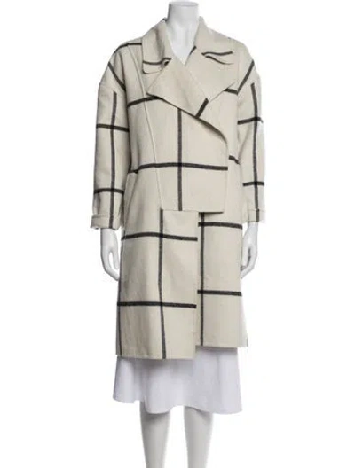 Pre-owned Allsaints Plaid Print Coat In Gray