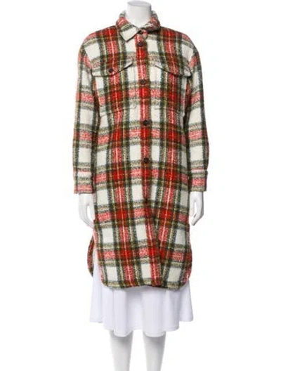 Pre-owned Allsaints Plaid Print Coat In Green