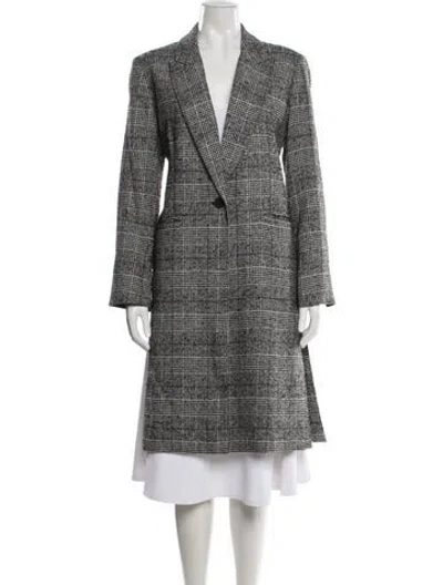 Pre-owned Allsaints Plaid Print Coat In Grey