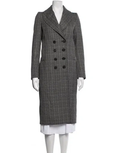 Pre-owned Allsaints Plaid Print Coat In Grey