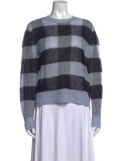 Pre-owned Allsaints Plaid Print Crew Neck Sweater In Blue